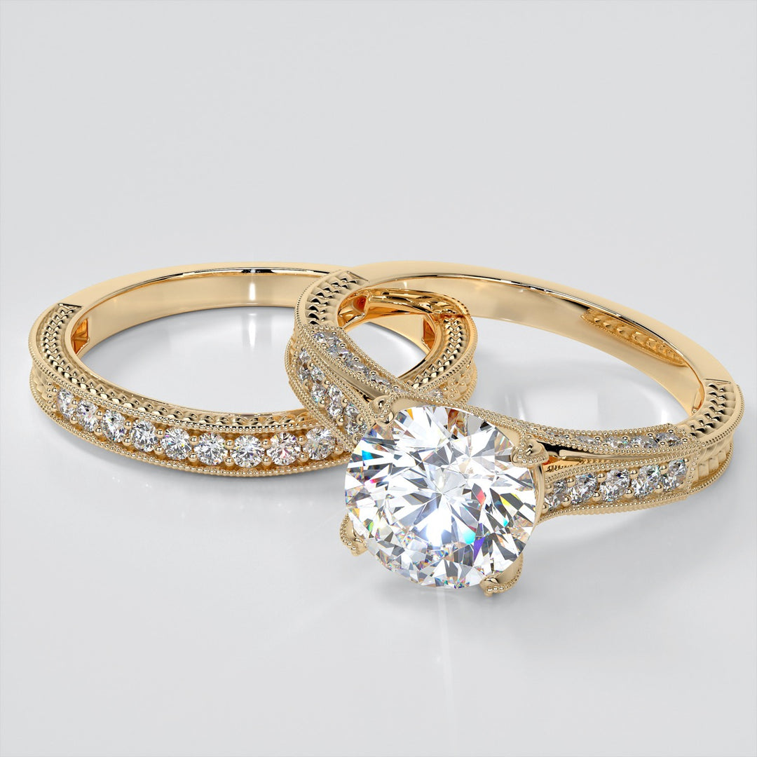 2.0CT Round Cut  Lab Grown Diamond Antique-Style Engagement Ring