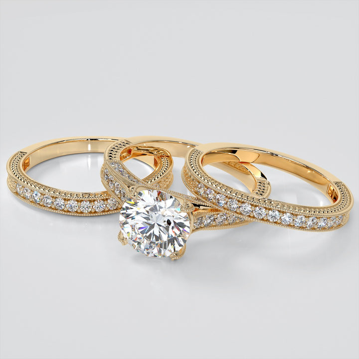 2.0CT Round Cut  Lab Grown Diamond Antique-Style Engagement Ring