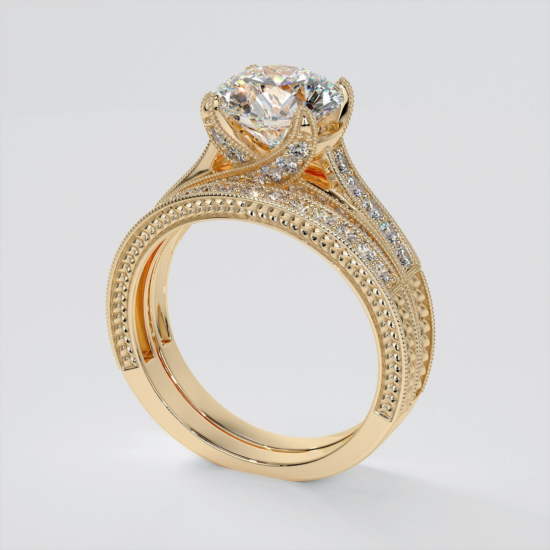2.0CT Round Cut  Lab Grown Diamond Antique-Style Engagement Ring