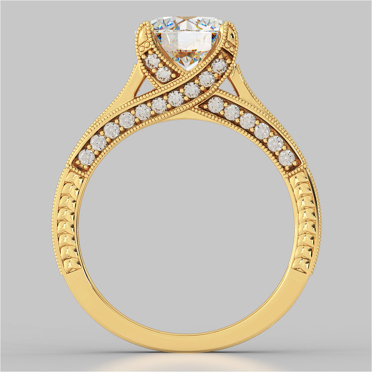 2.50CTW Lab Grown Diamond Round Cut Antique-Style Engagement Ring