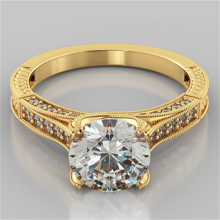 2.50CTW Lab Grown Diamond Round Cut Antique-Style Engagement Ring