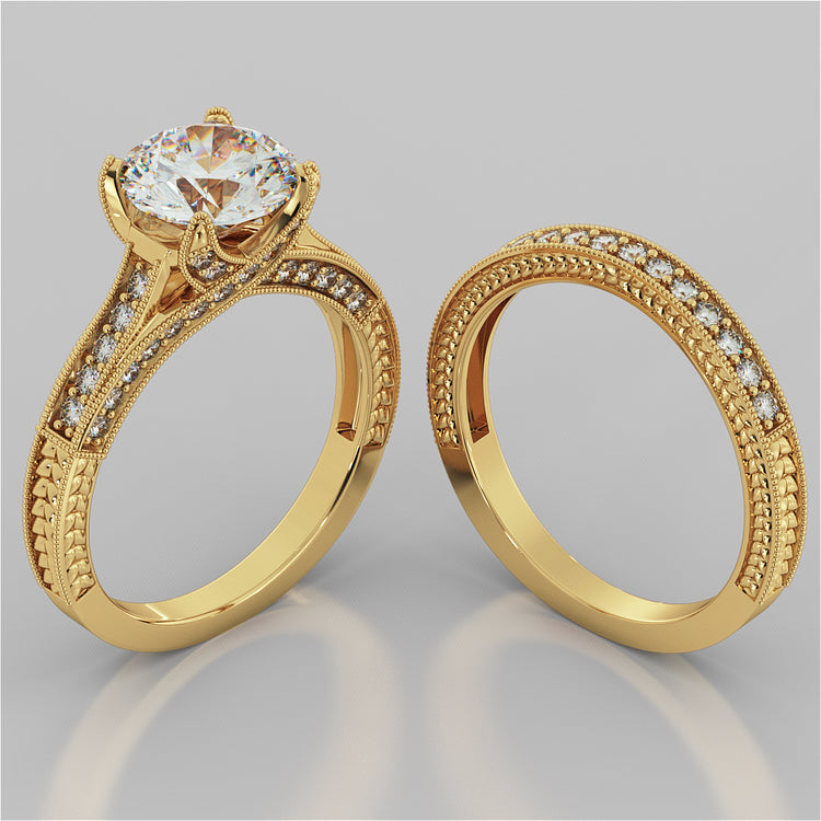 2.50CTW Lab Grown Diamond Round Cut Antique-Style Engagement Ring