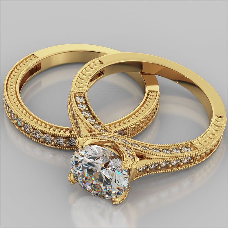 2.50CTW Lab Grown Diamond Round Cut Antique-Style Engagement Ring