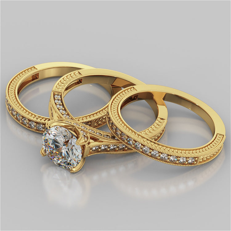 Antique-Style Round Cut Engagement Ring