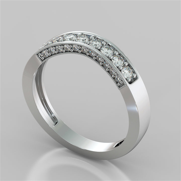 3.16CTW Lab Grown Diamond Round Cut Three Stone Filigree Engagement Ring with Crown Accents