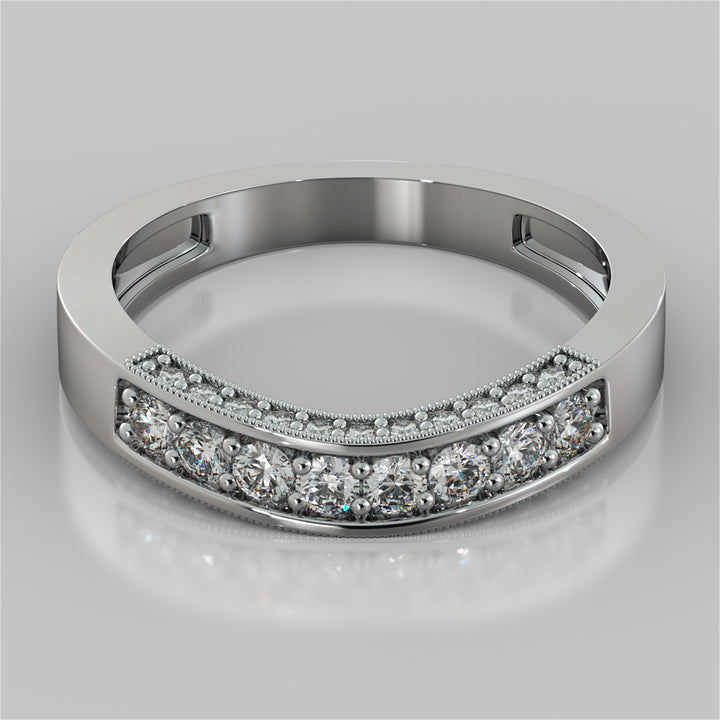 3.16CT Round Cut Three-Stone Filigree Engagement Ring in 14K White Gold