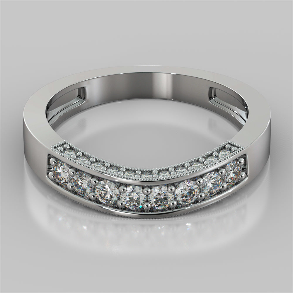 3.16CTW Lab Grown Diamond Round Cut Three Stone Filigree Engagement Ring with Crown Accents