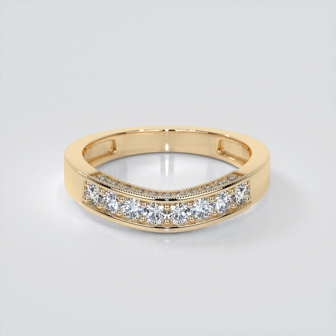 Designer Filigree Style Three-Stone Trio-Wedding Set with Round Accents