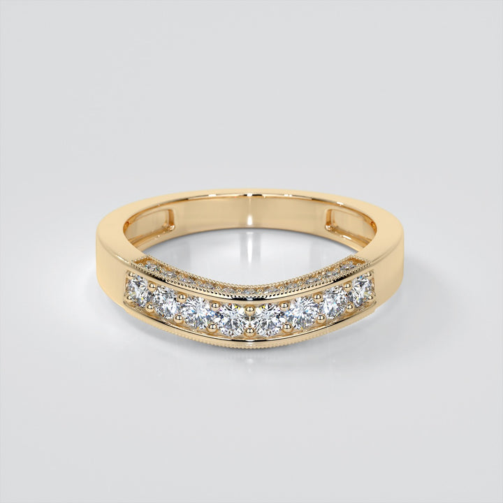 Designer Filigree Style Three-Stone Trio-Wedding Set with Round Accents