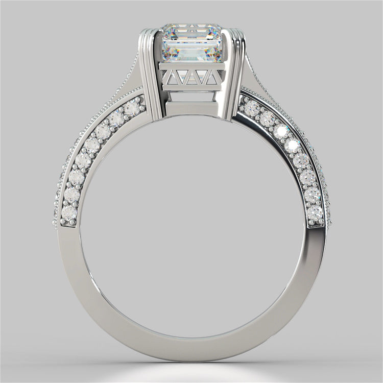 Tapered Claw-Style Asscher Cut Wedding Set with Accents