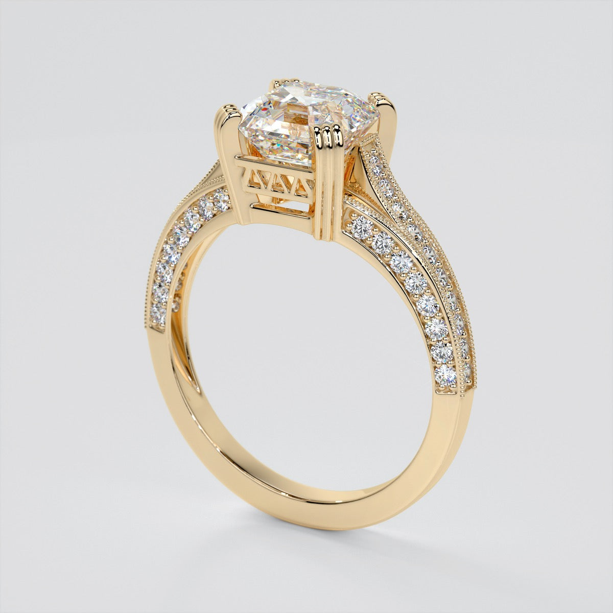 Claw-Style Asscher Cut Trio Wedding Set