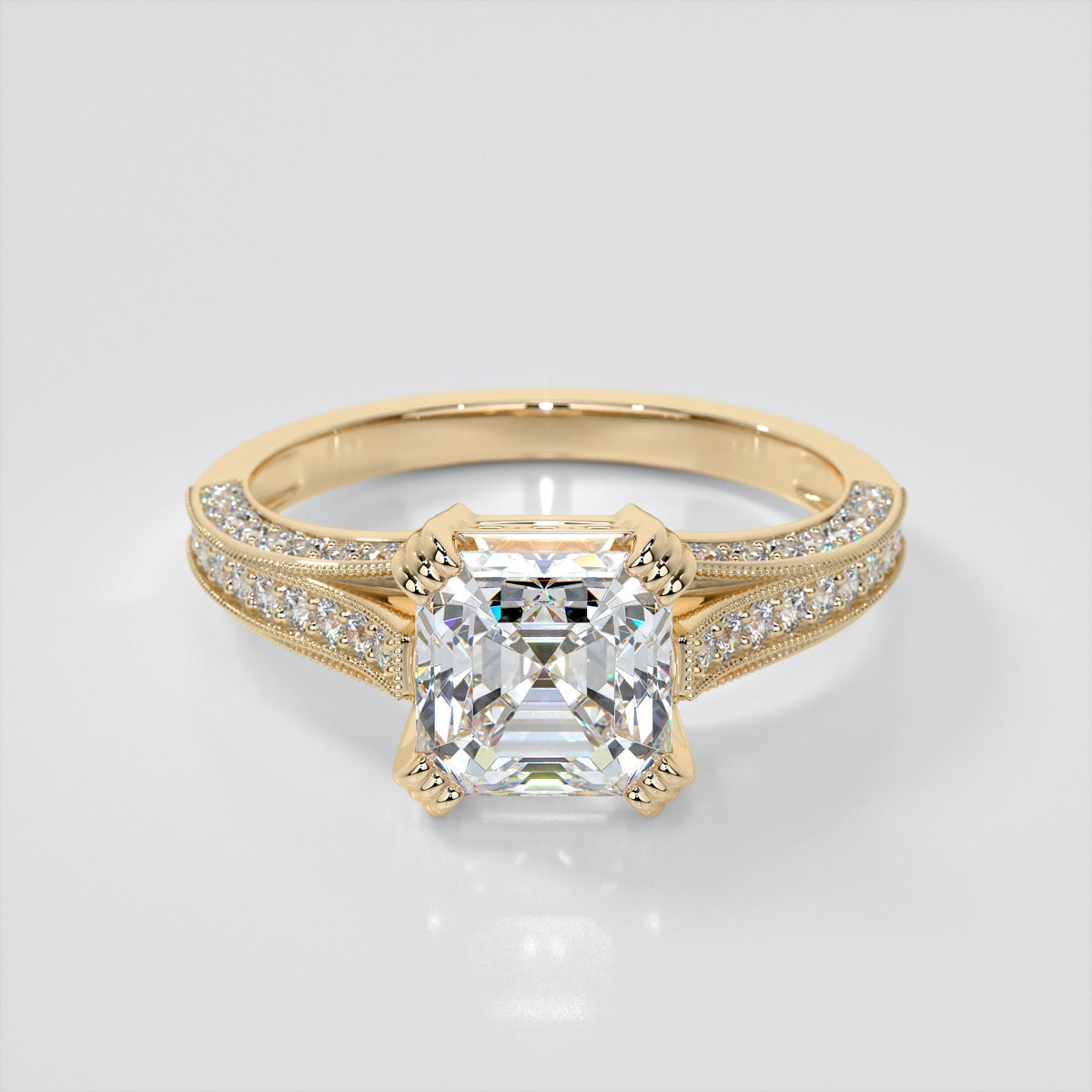 Claw-Style Asscher Cut Trio Wedding Set