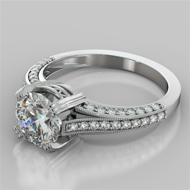 Double Claw Style Round Cut Wedding Set with Accents