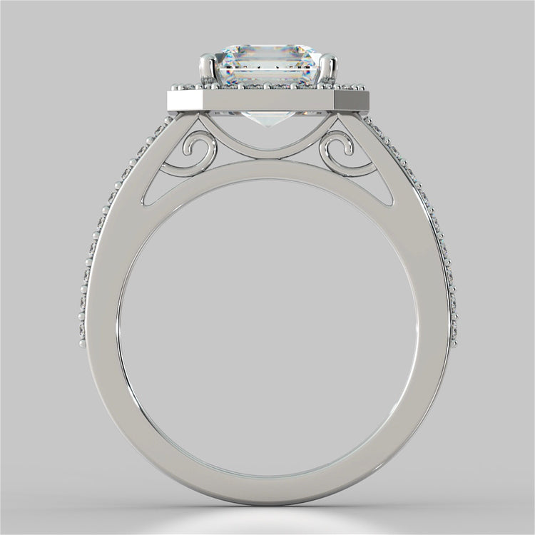 Asscher Cut Halo Wedding Set