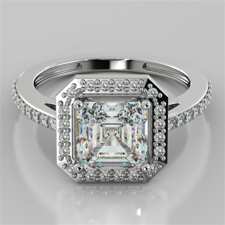 Asscher Cut Halo Wedding Set