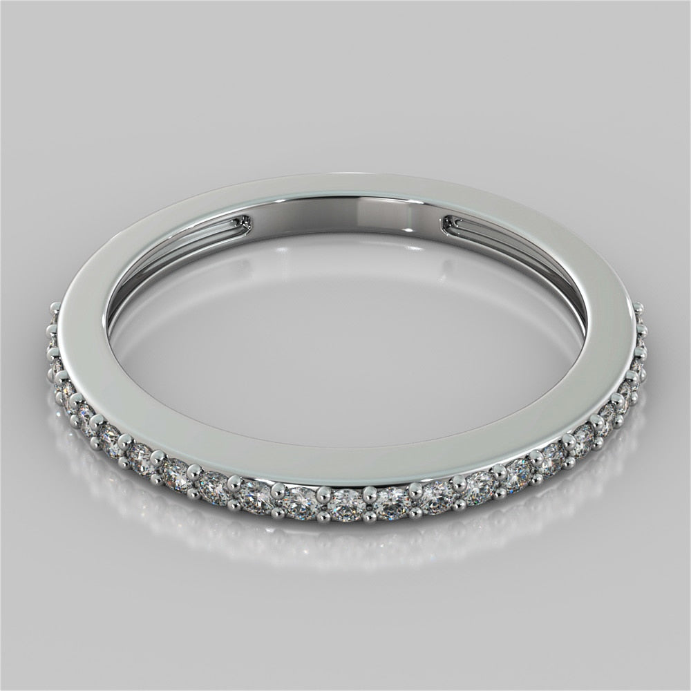Surface Prong Setting Round Cut Wedding Band