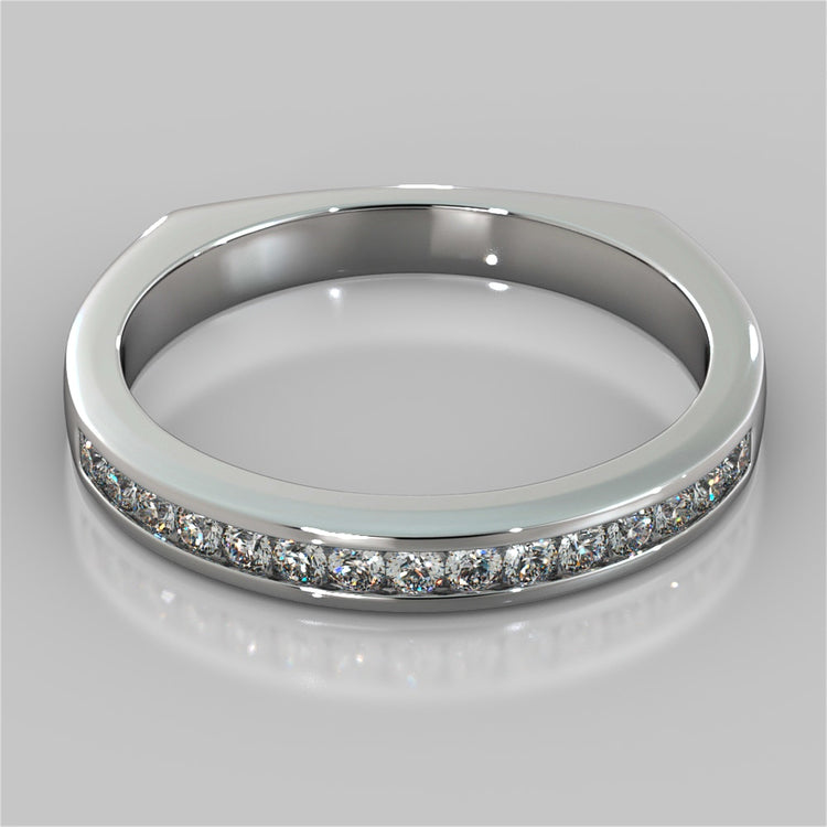 Round Cut Euro-Style Channel Set Wedding Set With 2 Matching Bands