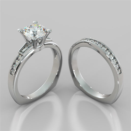 Round Cut Channel Set Wedding Set Euro-Style