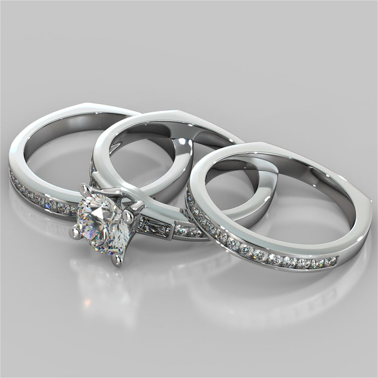 Round Cut Channel Set Wedding Set Euro-Style