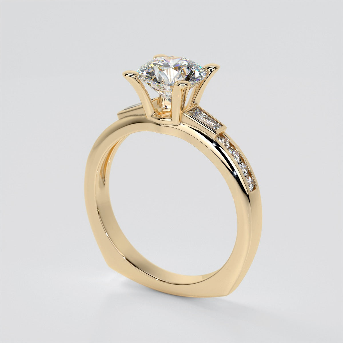 Round Cut Euro-Style Channel Set Wedding Set With 2 Matching Bands
