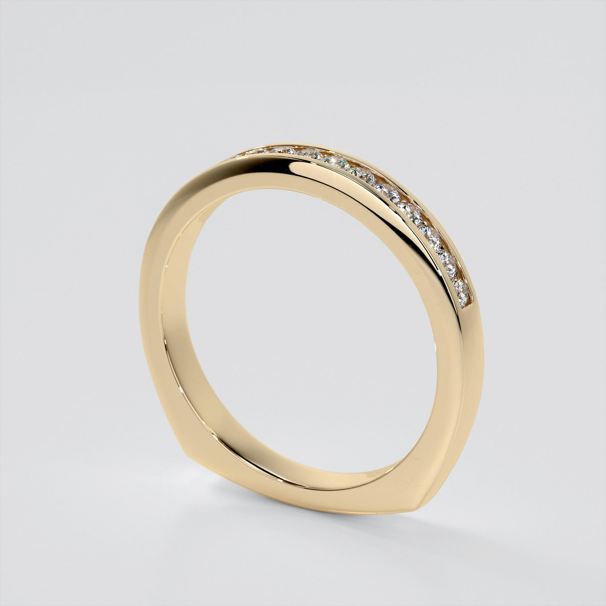 Euro-Style Wedding Band With Graduating Round Accents