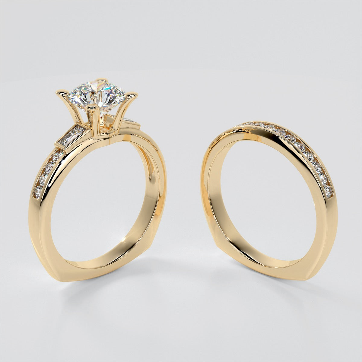 Round Cut Channel Set Wedding Set Euro-Style