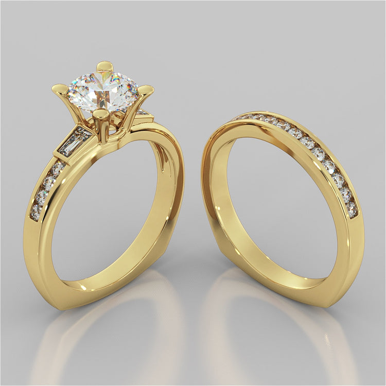 Round Cut Channel Set Wedding Set Euro-Style