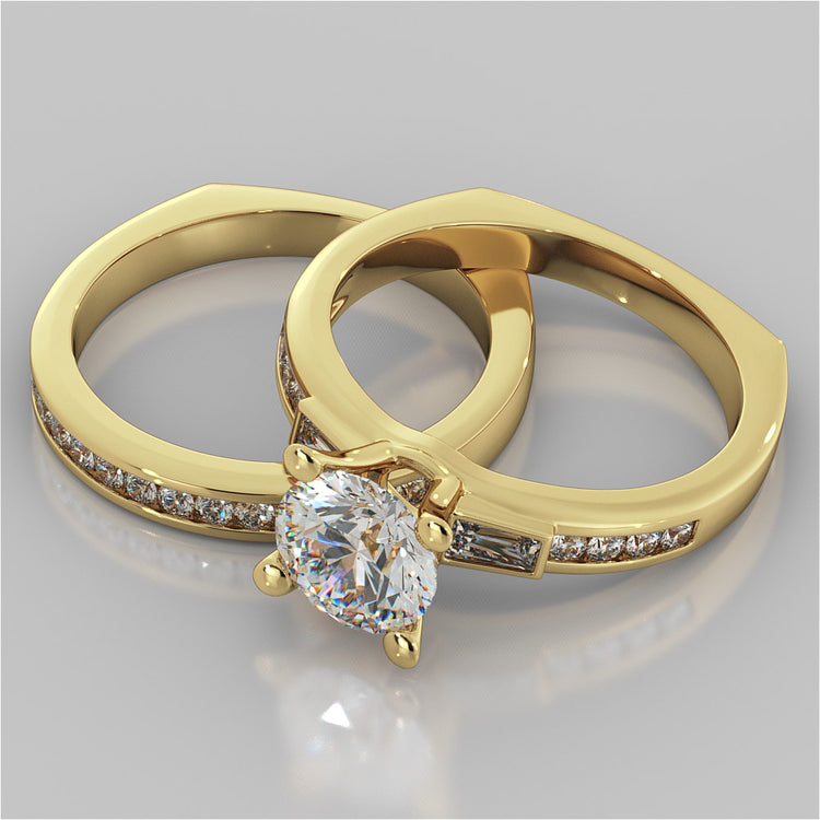 Round Cut Channel Set Wedding Set Euro-Style