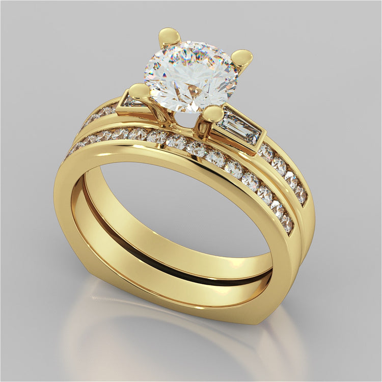 Round Cut Channel Set Wedding Set Euro-Style