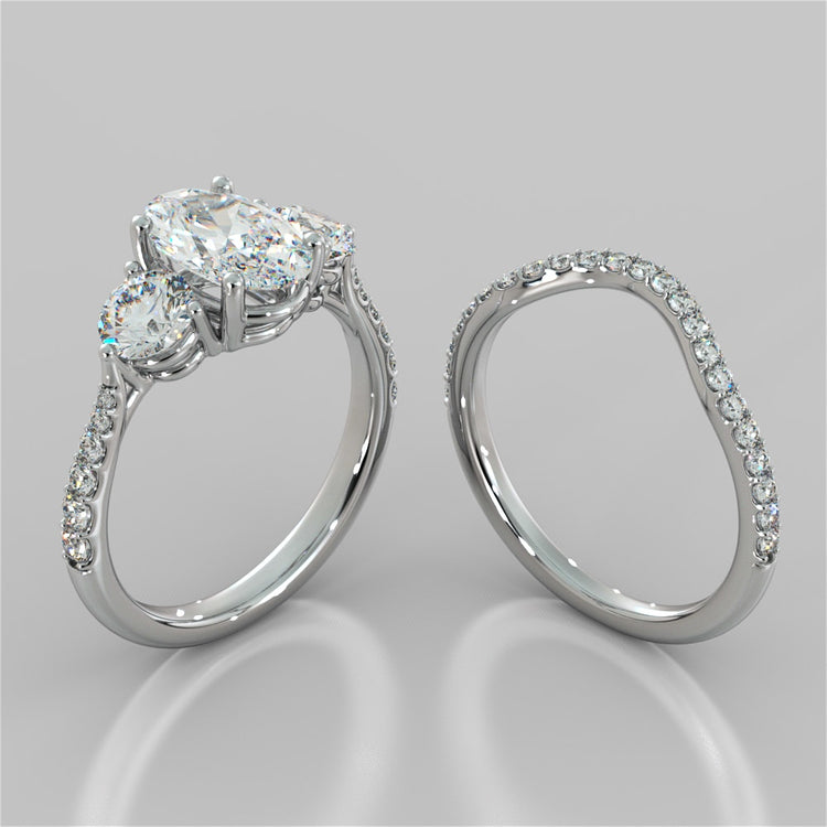 Oval Cut Three-Stone Wedding Set With Accents