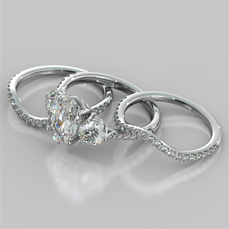 Oval Cut Three-Stone Wedding Set With Accents