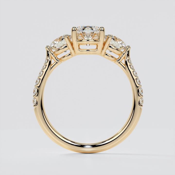 Oval Cut Three-Stone Engagement Ring With Accents