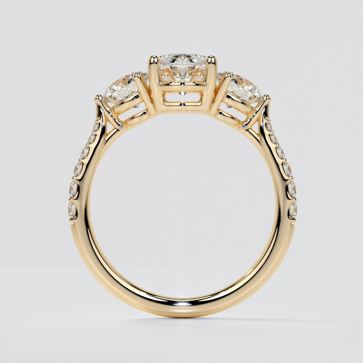 Lab Grown Diamond Oval Cut Three-Stone Engagement Ring With Accents