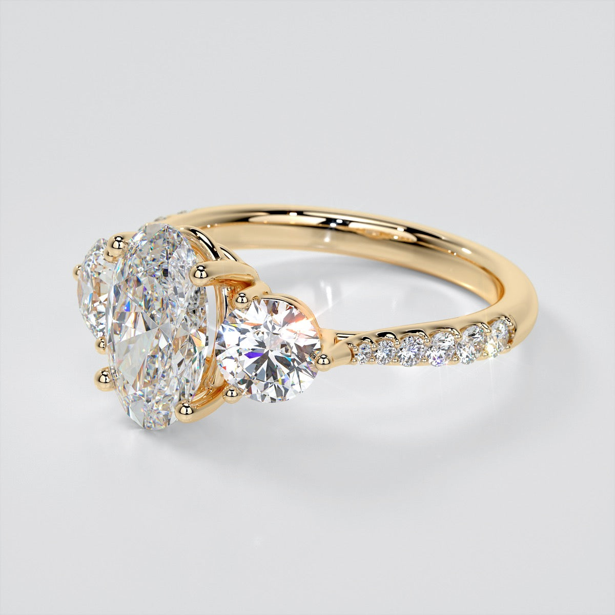 Oval Cut Three-Stone Wedding Set With Accents