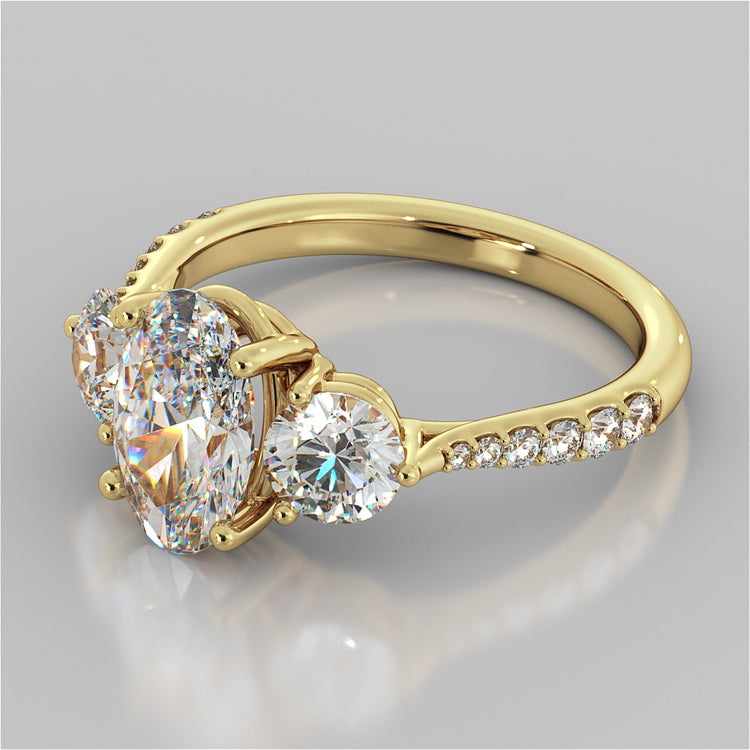 Lab Grown Diamond Oval Cut Three-Stone Engagement Ring With Accents