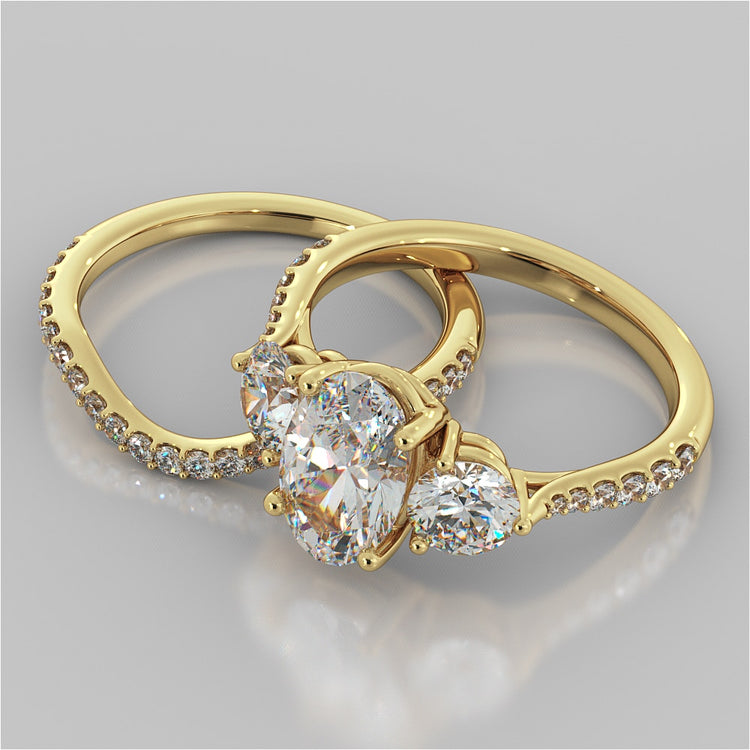 Oval Cut Three-Stone Wedding Set With Accents