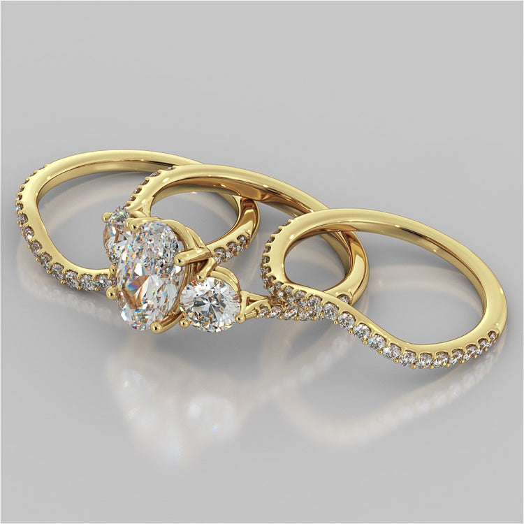 Oval Cut Three-Stone Wedding Set With Accents