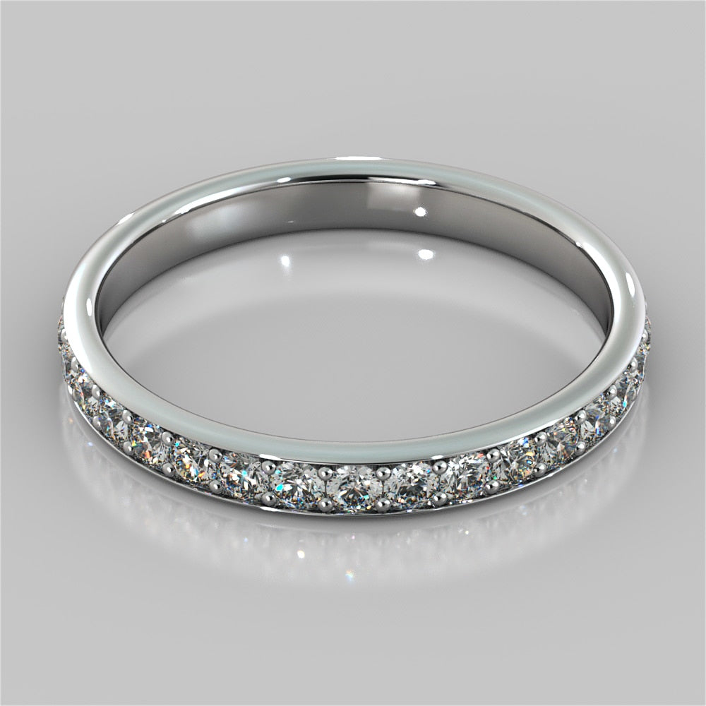 1.25Ct Lab Grown Diamond Round Cut Three Stone Trellis Wedding Set - VS1 - G Color