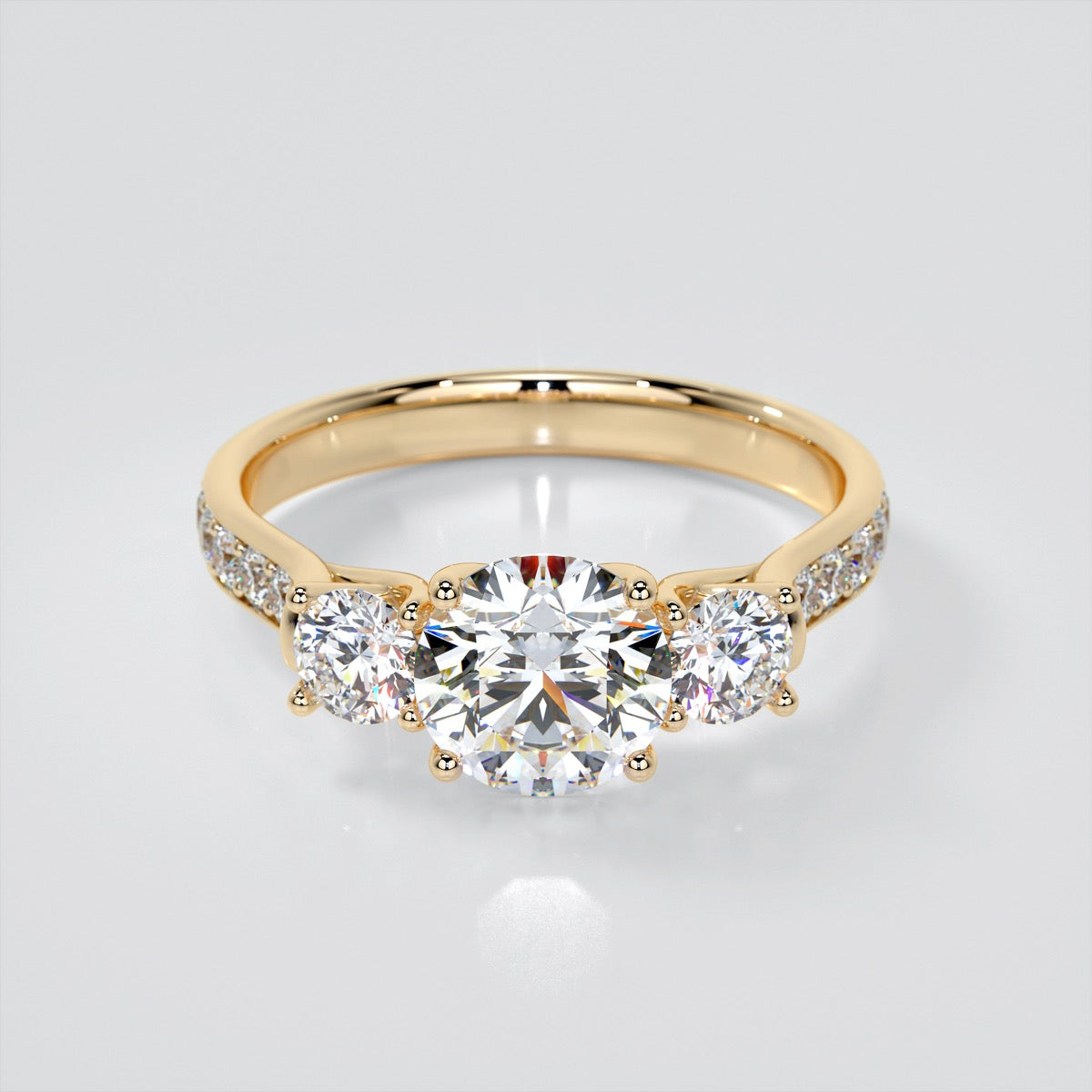 1.25Ct Lab Grown Diamond Round Cut Three Stone Trellis Wedding Set - VS1 - G Color