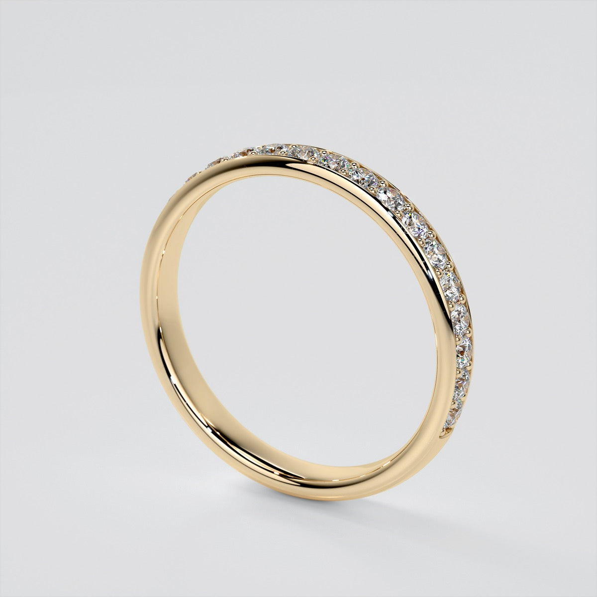 Channel Set Wedding Band With Round Accents