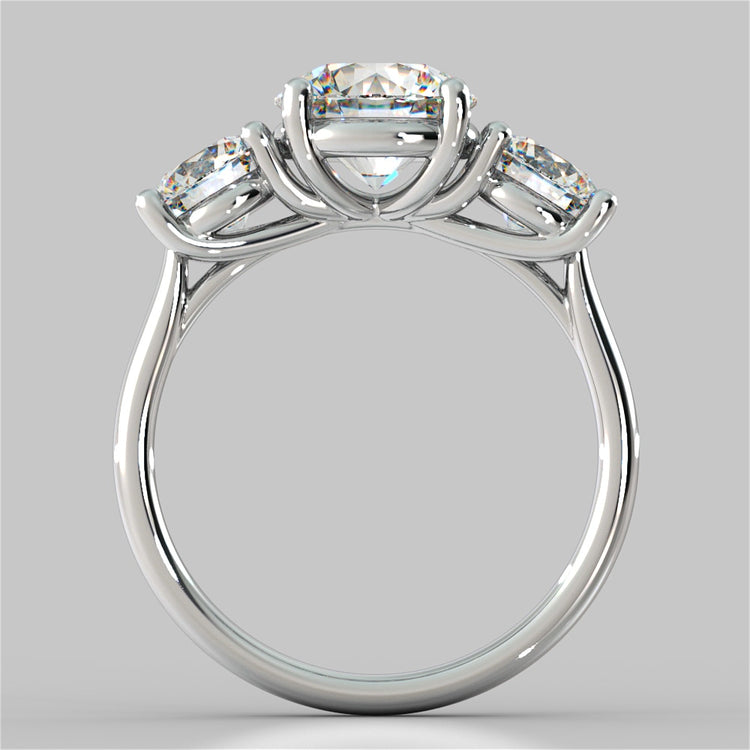 Lab Grown Diamond Round Cut Three-Stone Engagement Ring With Accents