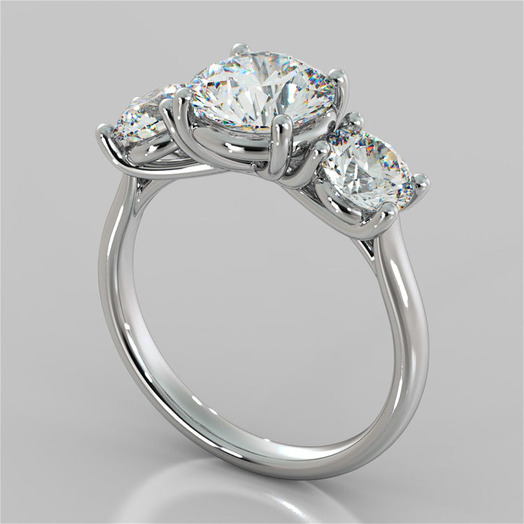 Lab Grown Diamond Round Cut Three-Stone Engagement Ring With Accents