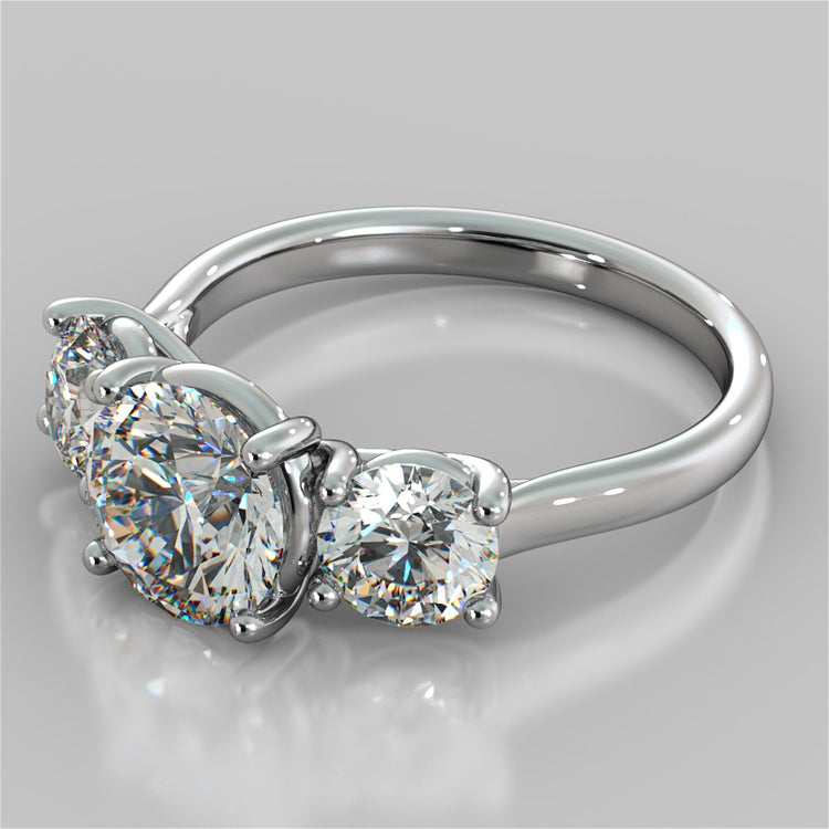 Lab Grown Diamond Round Cut Three-Stone Engagement Ring With Accents