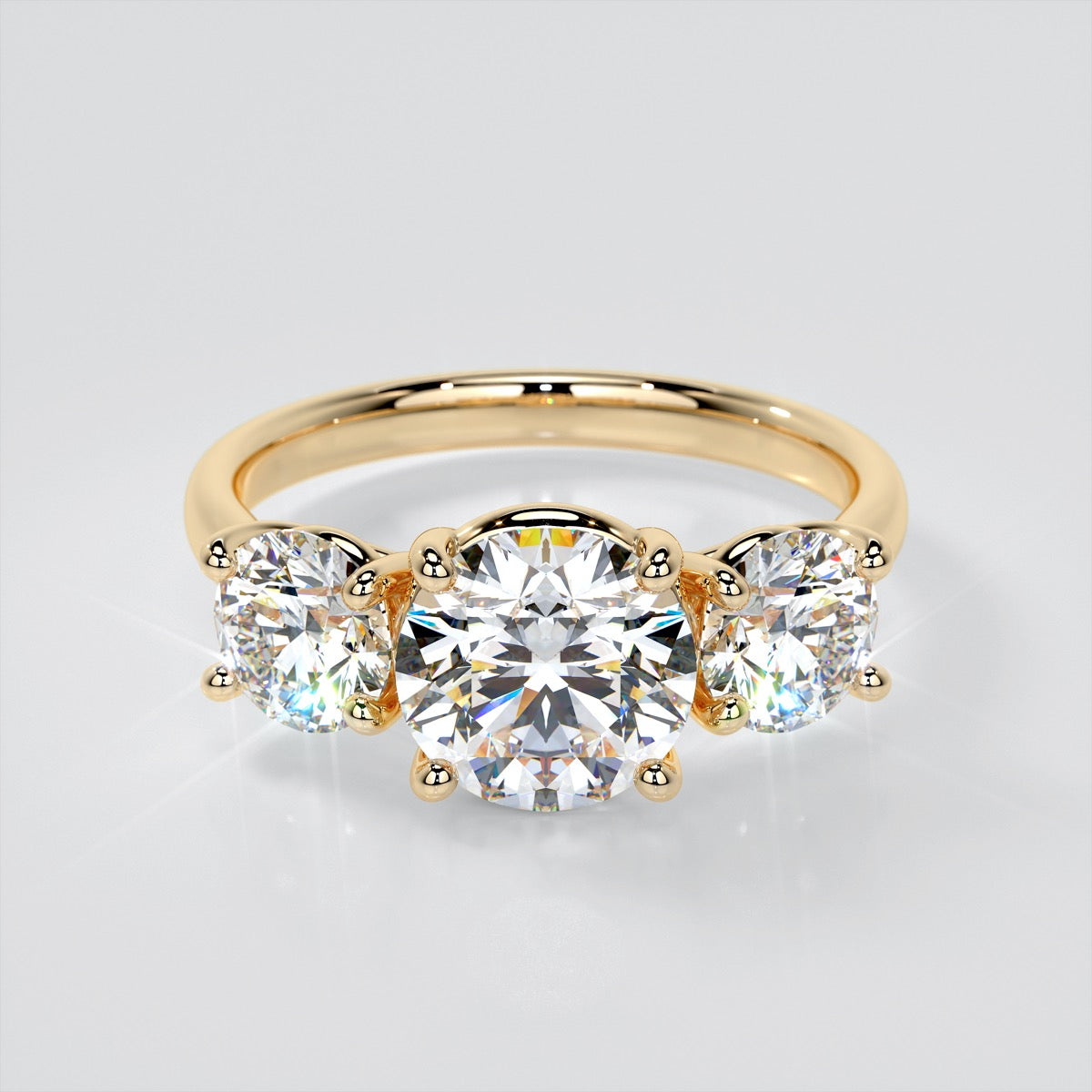 Lab Grown Diamond Round Cut Three-Stone Engagement Ring With Accents