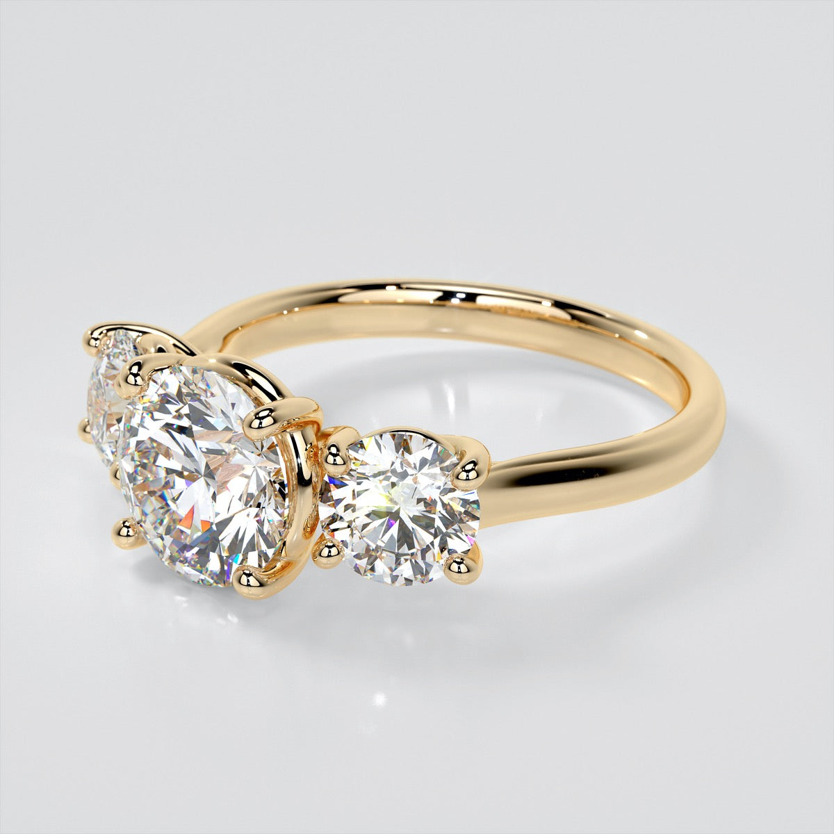 Round Cut Three-Stone Wedding Set With Accents