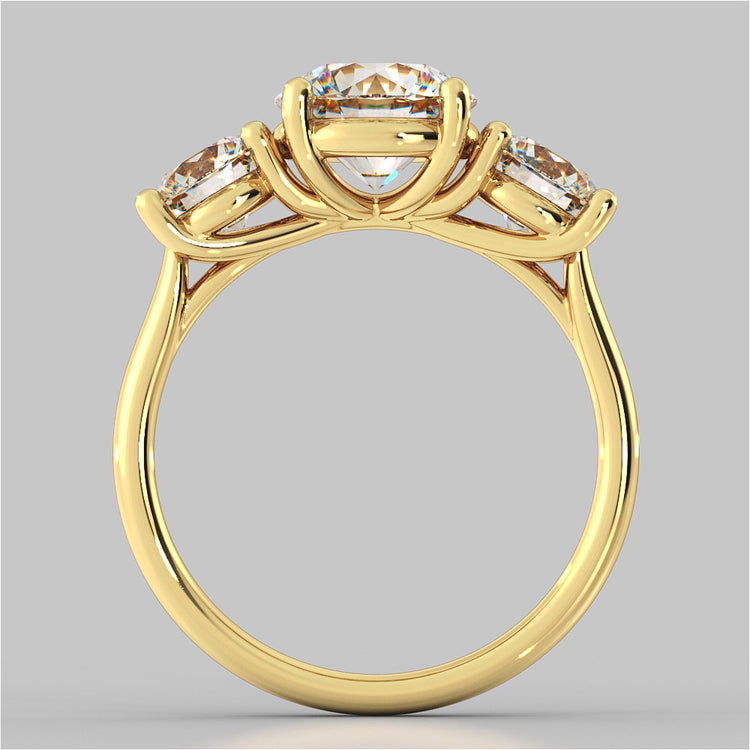 Round Cut Three-Stone Wedding Set With Accents