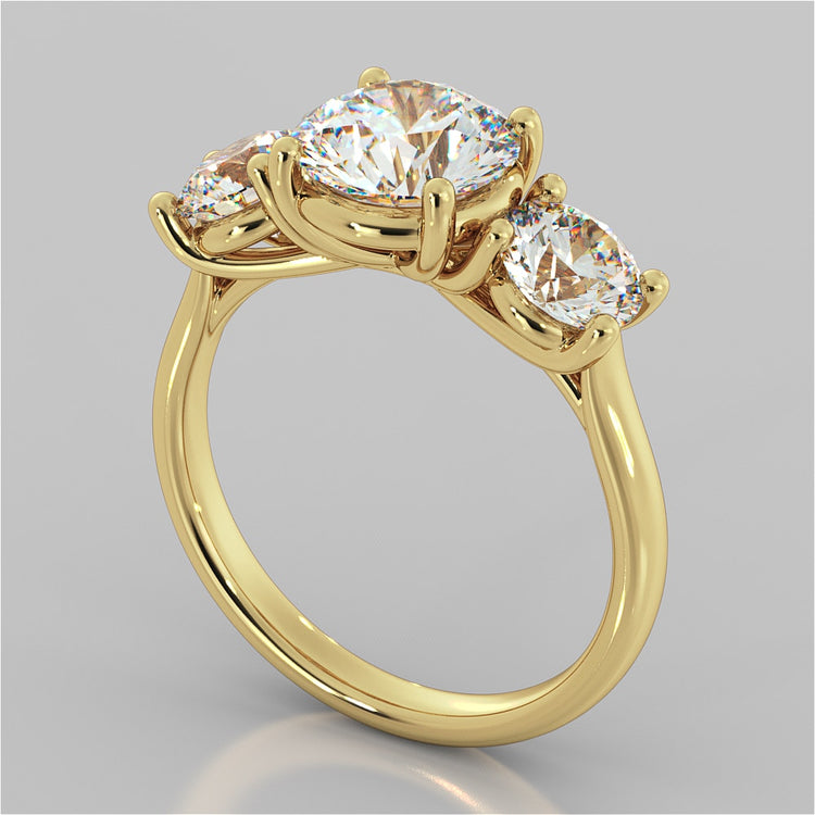 Lab Grown Diamond Round Cut Three-Stone Engagement Ring With Accents