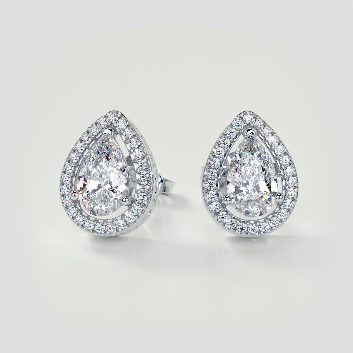 2.26CT Pear Cut Double Tier Halo Earrings