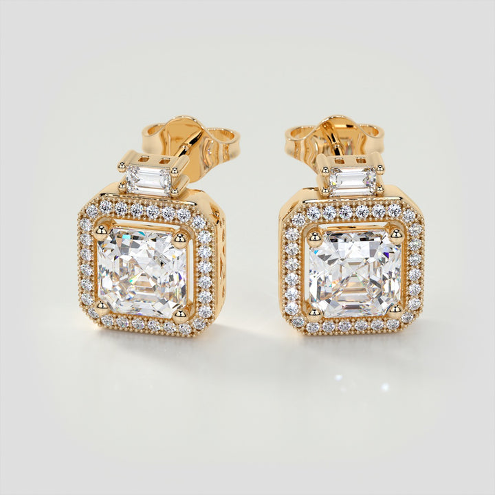 3.38CT Asscher Cut Halo Earrings