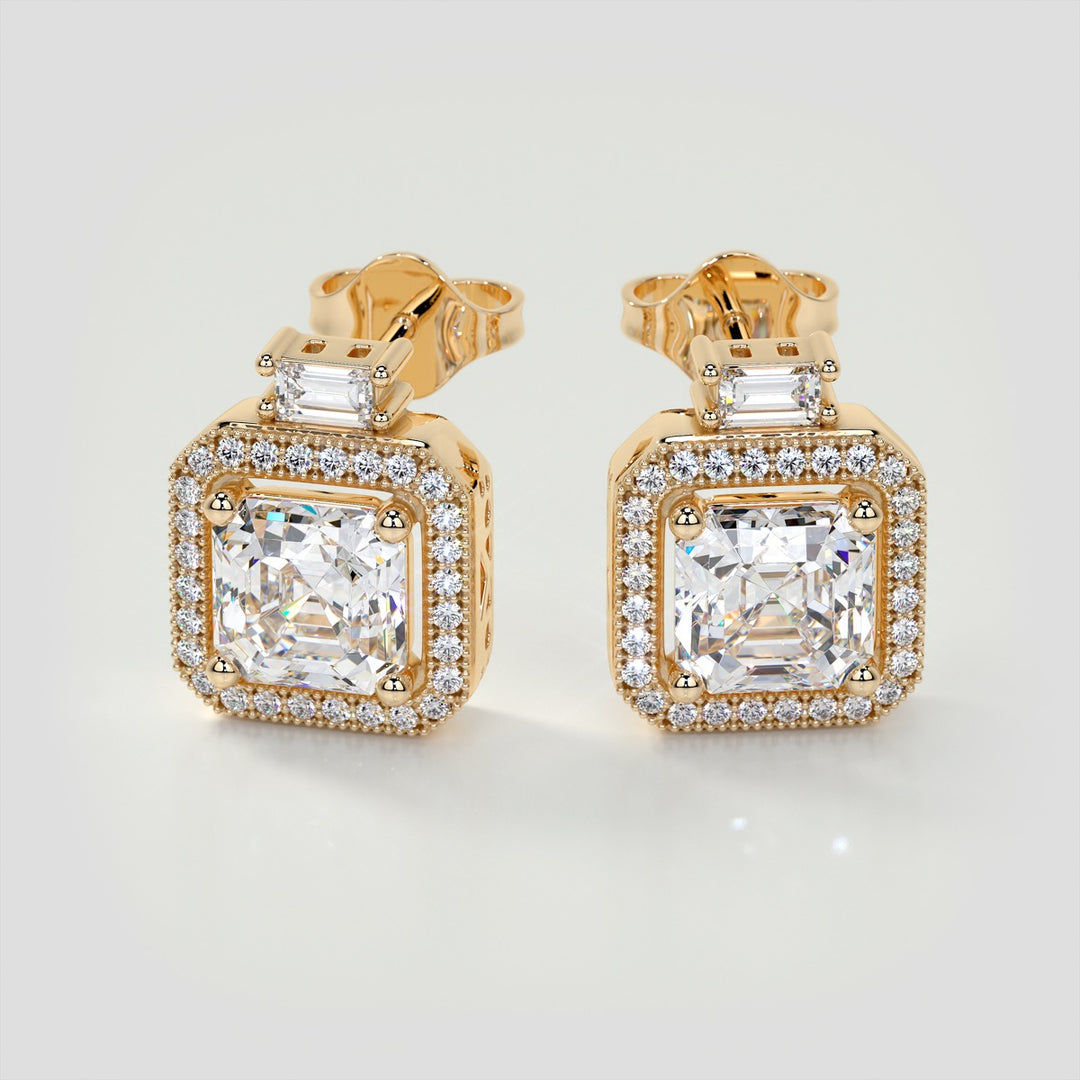 3.38CT Asscher Cut Halo Earrings